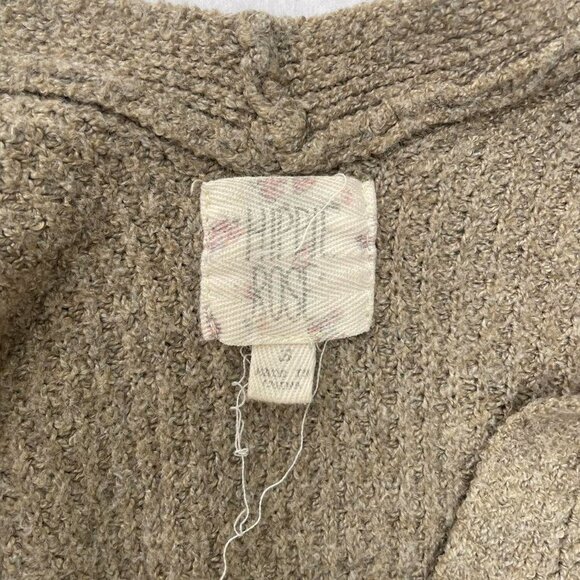 Taupe Brown Hope Rose Knit Oversized Baggy Off Shoulder Slouchy Sweater Size S - Picture 3 of 6